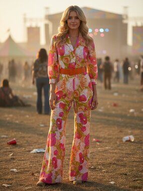 Vintage 60s/70s Linen 2-Piece Pantsuit